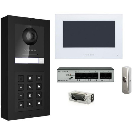 ZESTAW WIDEODOMOFON VIDOS ONE + PRZYCISK + ELEKTROZACZEP 