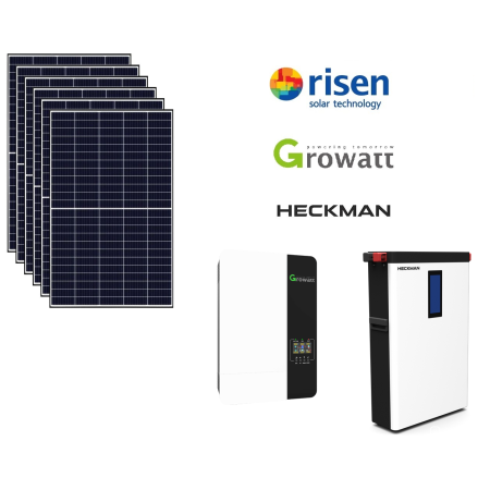 Zestaw off grid 2,64kW PV Risen, 3,5kW AC Growatt, 5kWh pojemności magazyn energii