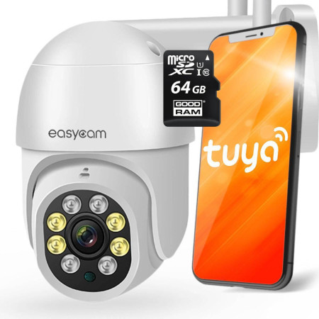 Kamera IP EasyCam obrotowa zewnętrzna WiFi Tuya 3MP EC-3PT4L4IR + karta pamięci 64GB Goodram