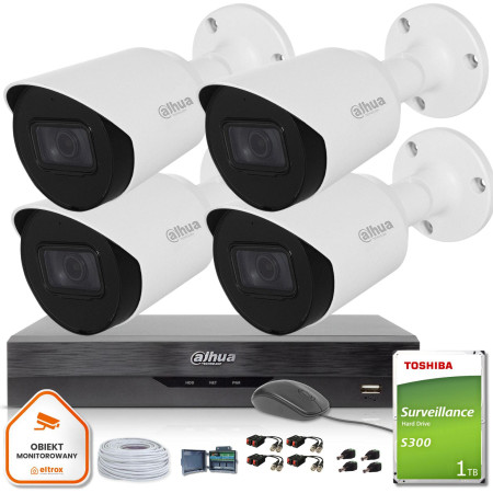 Zestaw monitoringu 4w1 Dahua 4 kamery HAC-HFW1500T-A-0280B-S2 5MPx