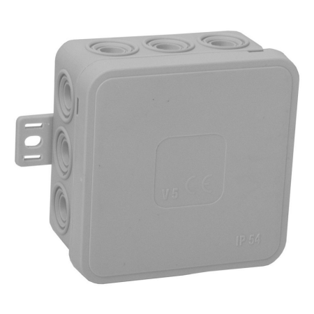 Puszka natynkowa pusta 12 wlotów VIPLAST V5 klik SZARA IP54 75x75x41mm 035-03