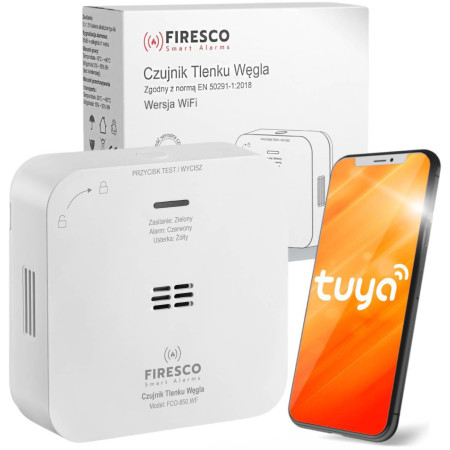 Czujnik czadu Firesco FCO-850 WF z WiFi aplikacja Tuya 