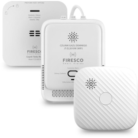Zestaw czujników WIFI FIRESCO czujnik czadu+czujnik dymu+czujnik gazu 