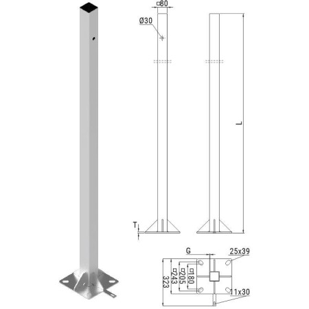 Słup ATS SKAMP1/3 pod montaż kamer CCTV