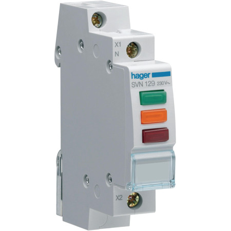 Lampka sygnalizacyjna, 230V AC, 3 x  LED czerwona+zielona+pomarańczowa HAGER SVN129
