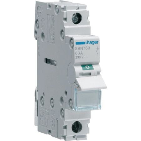 Rozłącznik izolacyjny, szer. 1 moduł. 1P, 63A HAGER SBN163