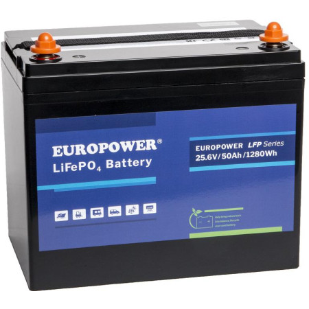 Akumulator LiFePO4 EUROPOWER serii LFP 25,6V 50Ah Bluetooth (Żywotność ~2000 cykli)