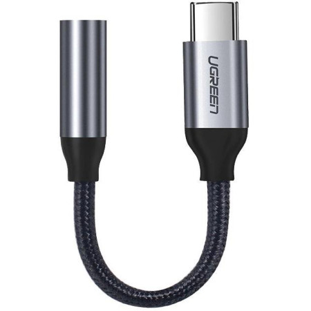 Ugreen przejściówka do słuchawek z 3,5 mm mini jack na USB Typ C 10 cm szary