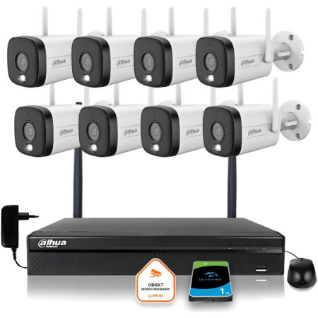 Zestaw monitoringu IP Dahua 8 Kamer WI-FI 5MPx aktywne odtraszanie LED IR do 30m