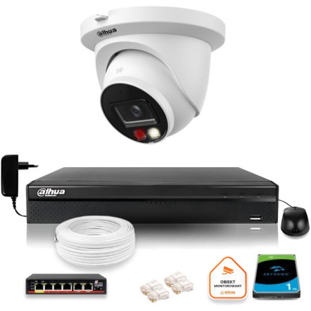 Zestaw monitoringu IP Dahua 8mpx 4K kamera IPC-HDW2849TM-S-IL z dyskiem 1TB
