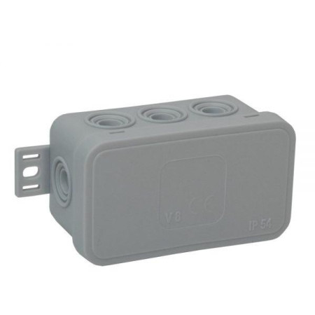 Puszka natynkowa pusta 8 wlotów VIPLAST V8 klik SZARA IP54 80x45x41mm 038-03