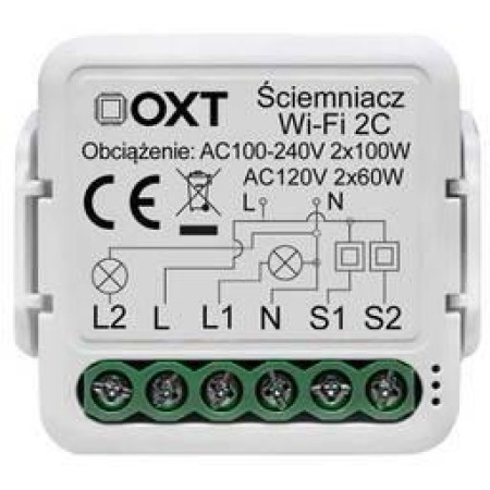 Moduł OXT mini ściemniacz 2 obwody WiFi TUYA