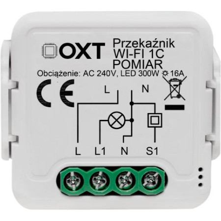 Moduł OXT przekaźnik 1 obwód pomiar 16A WIFI TUYA
