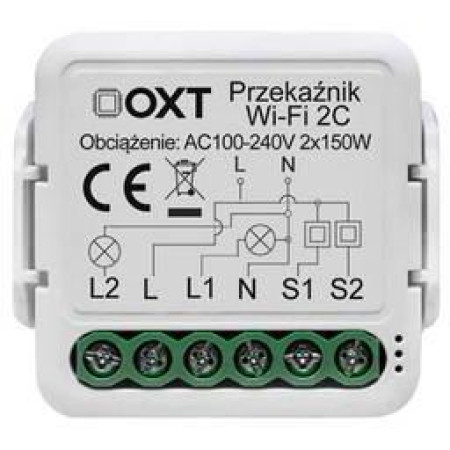 Moduł OXT mini przekaźnik 2 obwody WiFi TUYA