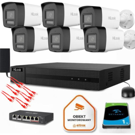 Zestaw do monitoringu Hilook 6 kamery IP IPCAM-B8-30DL/A