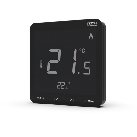Bezprzewodowy regulator pokojowy czarny R-8S PLUS Tech Sterowniki