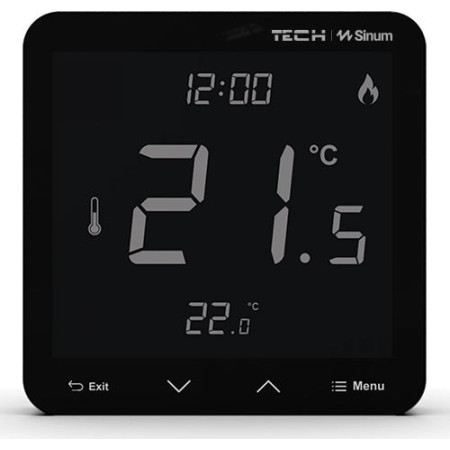 OUTLET_3: Przewodowy regulator pokojowy sinum czarny R-S3 Tech Sterowniki (OUTLET)