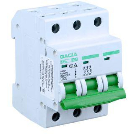 Wyłącznik nadmiarowoprądowy,6kA,B,3-pola,50A GACIA SB6L B 3P 50A