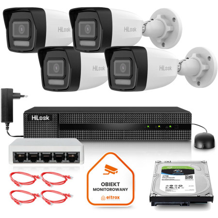 Zestaw monitoringu Hilook 4 kamery IP IPCAM-B8-30DL z dyskiem 1TB