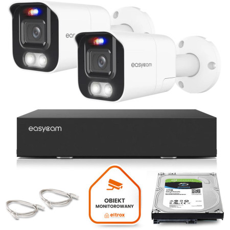 Zestaw monitoringu Easycam z 2 kamerami EC-IP-B5MP40DLT 5MPx z aktywnym odstraszaniem