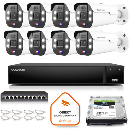 Zestaw monitoringu Easycam z 8 kamerami EC-IP-B5MP50DLT 5MPx z aktywnym odstraszaniem