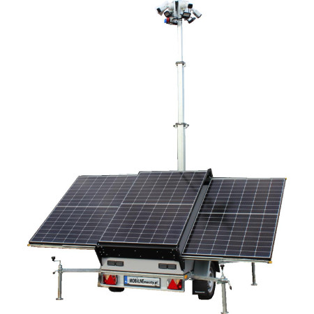 Przyczepa do monitoringu PV3 z zabudową z systemem na fotowoltaikę