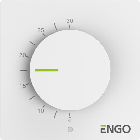ENGO Controls ESIMPLE-230W - Regulator temperatury, 230V, biały, dobowy, natynkowy z pokrętłem