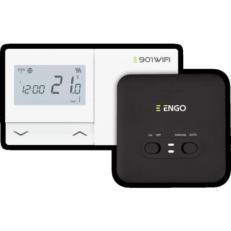 ENGO Controls E901-WIFI - Regulator temperatury bezprzewodowy, Wi-Fi, Internetowy, biały, 868MHz, bateryjny