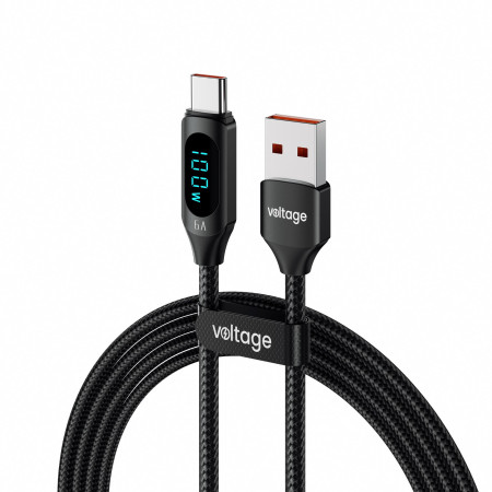 Kabel USB-A / USB-C Voltage PowerDisplay 66W 100cm czarny