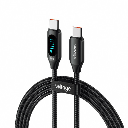 Kabel USB-C / USB-C Voltage PowerDisplay 100W PD 100cm czarny