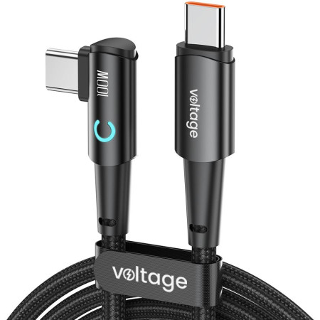 Kabel USB-C / USB-C kątowy Voltage PowerAngle 100W PD 100cm czarny