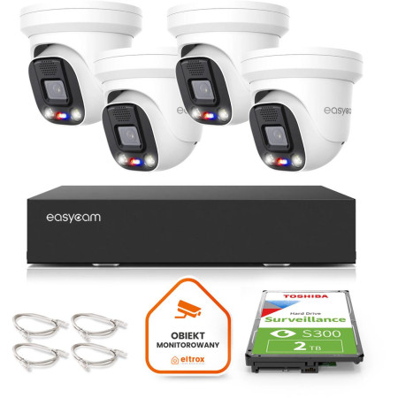 Zestaw monitoringu Easycam z 4 kamerami EC-IP-D5MP40DLT 5MPx z aktywnym odstraszaniem