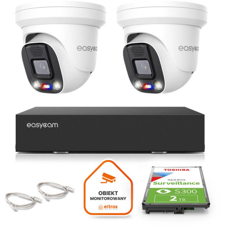 Zestaw monitoringu Easycam z 2 kamerami EC-IP-D5MP40DLT 5MPx z aktywnym odstraszaniem