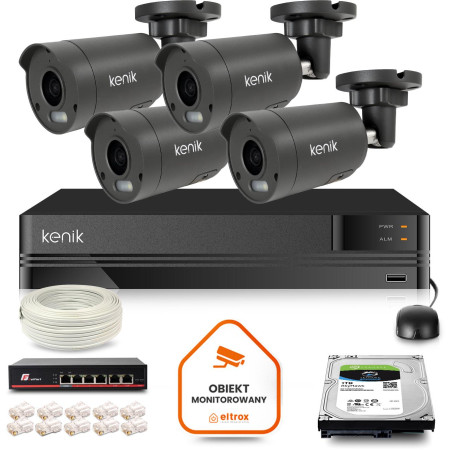 Zestaw monitoringu IP Kenik 4 kamery FullHD 1TB