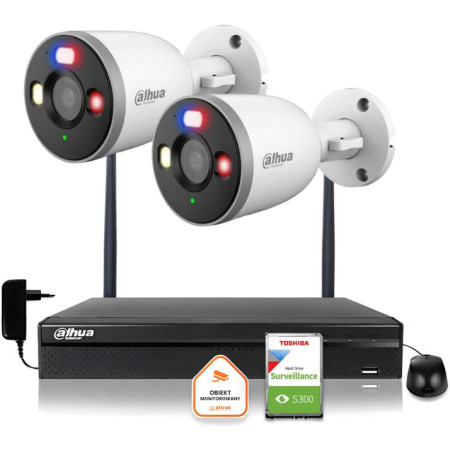 Zestaw monitoringu IP Dahua 2 Kamery WI-FI 5MPx 2K F5D-PV-0280B aktywne odtraszanie LED IR do 30m