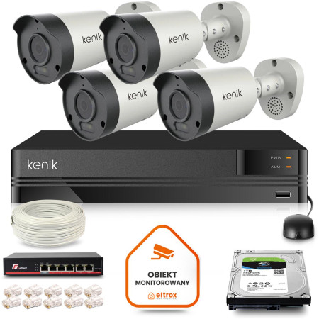 Zestaw monitoringu IP Kenik 4 kamery 4K z dyskiem 1TB