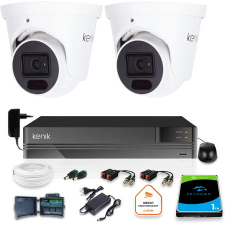 Zestaw monitoringu Kenik 2 Kamery 2MPx Rejestrator 5w1 1TB