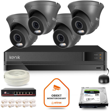 Zestaw monitoringu IP Kenik 4 kamery 2K 4Mpx dysk 1TB