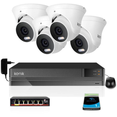 Zestaw monitoringu Kenik 4 kamery 4MPx podwójne oświetlenie dysk 1TB