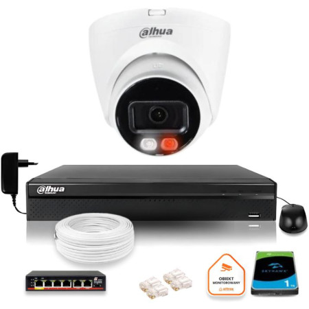 Zestaw monitoringu IP DAHUA 4Mpx 2K kamera IPC-HDW1439V-A-IL z dyskiem 1TB