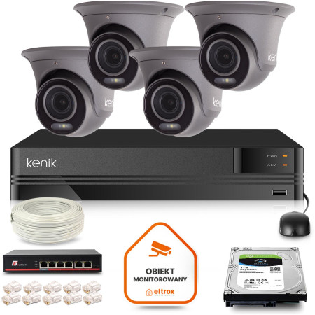 Zestaw monitoring IP Kenik 4 kamery 5MPx 1TB
