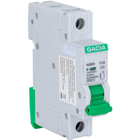 Wyłącznik nadprądowy GACIA N8BH 10KA C 1P 16A