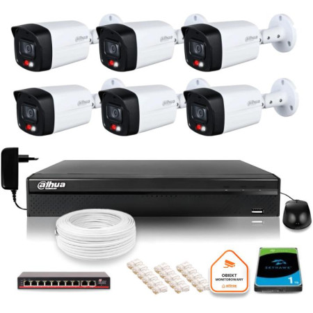 ZESTAW 6 Kamery IP Dahua 8mpx IPC-HFW1839TC-A-IL-0280B-S6 + DYSK 2TB