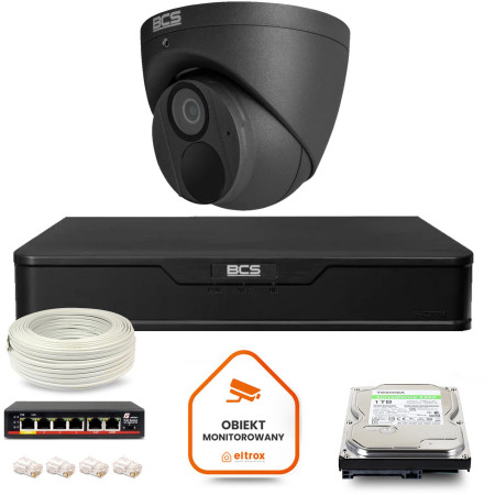 Zestaw monitoringu IP BCS Point 1x Kamera BCS-P-EIP28FWR3-Ai2-G Rejestrator z dyskiem