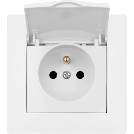 Gniazdo pojedyncze z klapką i uziemieniem VCX WESA LC 52 Biały