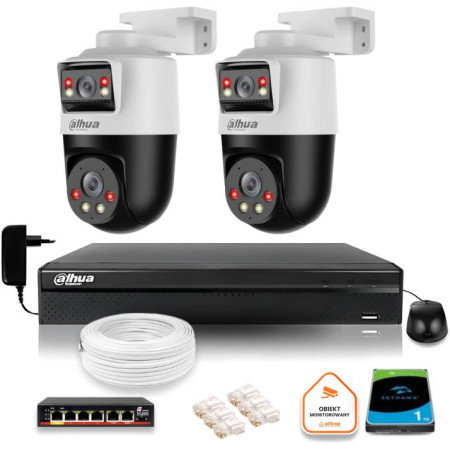 Zestaw monitoringu IP Dahua 2 kamery obrotowe 2MP+2MP z dyskiem