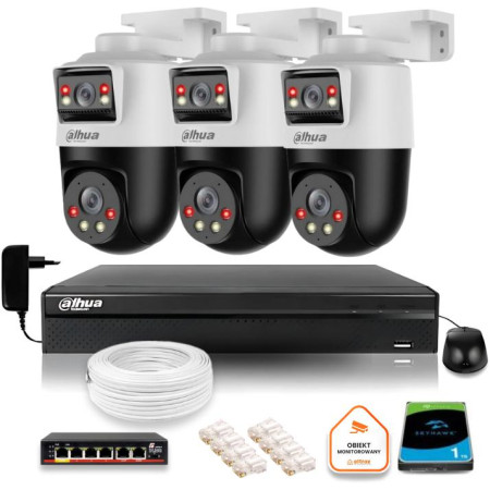 Zestaw monitoringu IP Dahua 3 kamery obrotowe 2MP+2MP z dyskiem
