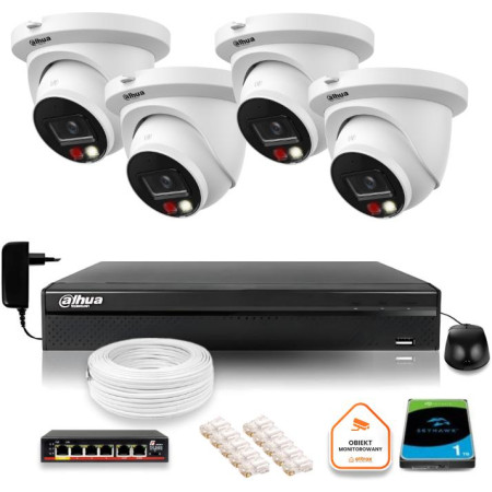 Zestaw monitoringu IP Dahua 8mpx 4K 4 kamery IPC-HDW2849TM-S-IL z dyskiem