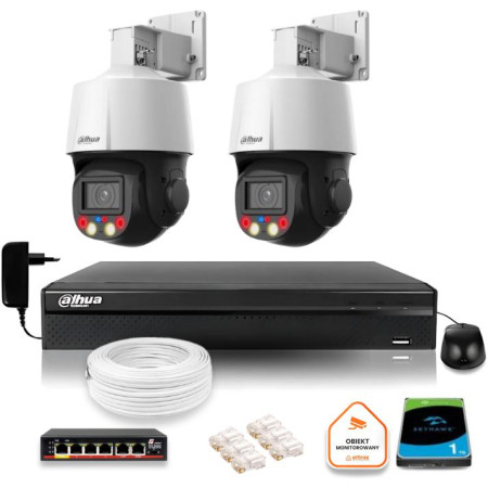 Zestaw monitoringu iP Dahua 2 kamery obrotowe 4MPx dysk