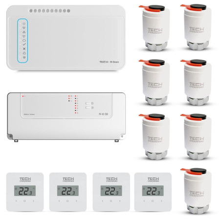 TECH STEROWNIKI Zestaw bezprzewodowej kontroli strefowej ogrzewania podłogowego